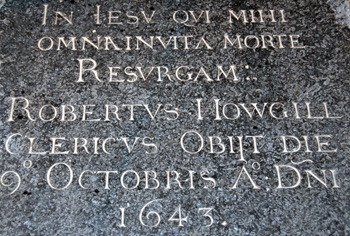 Plaque to Robert Howgill in the floor of the nave August 2010